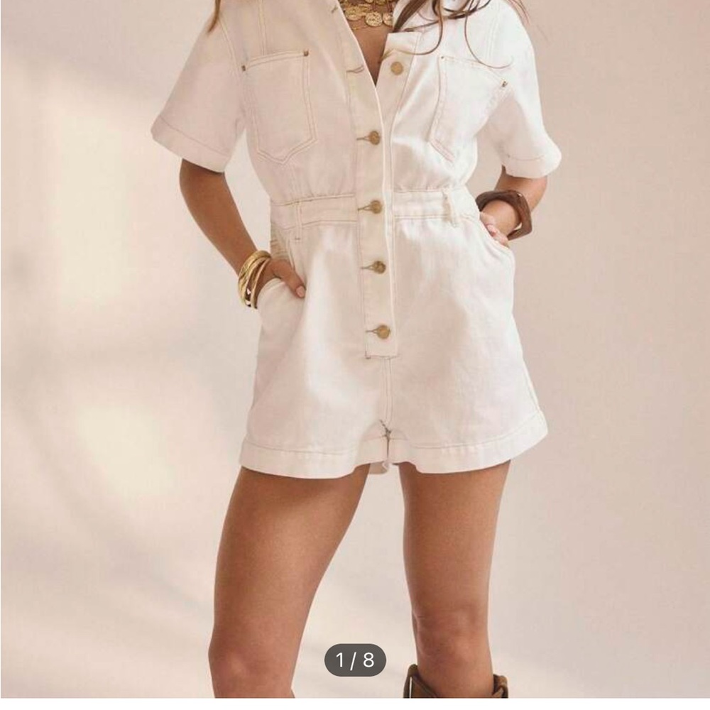 SHEIN White Button-Up Romper